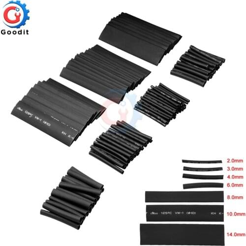 127pcs/lot Polyolefin Car Electrical Cable Tube kits Heat Shrink Tube Tubing Sleeve Wrap Wire Assorted 7 Sizes 2:1 Tubing