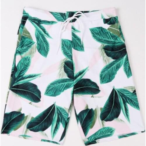 2020 New Leaves Printed Mens Beach Shorts Gay Swimsuit Swimwear Polyester Surfing Shorts Swim Trunks Loose Board Beach Shorts