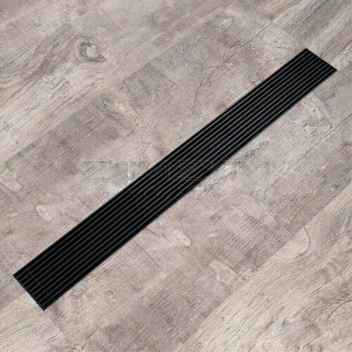 60*7cm Stainless Steel Shower Drain Rectangular Mesh Black Bathroom Kitchen Balcony Floor Drain Floor Waste Drains