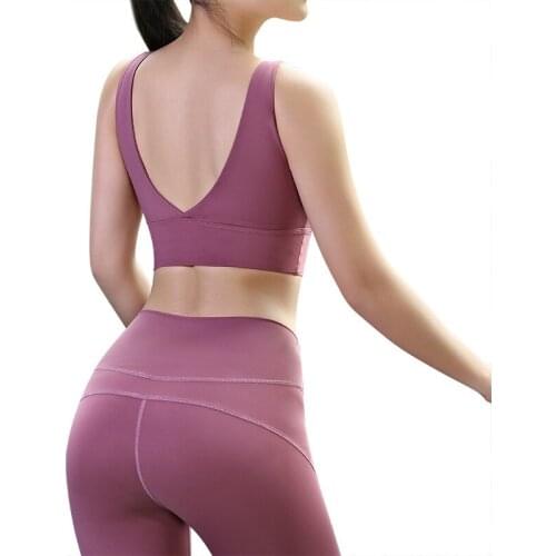 Seamless Sports Bra Sexy V Backless Ladies High Impact Yoga Top Crops Running Push Up Fitness Workout Bra Yoga Shirt Yoga Vest
