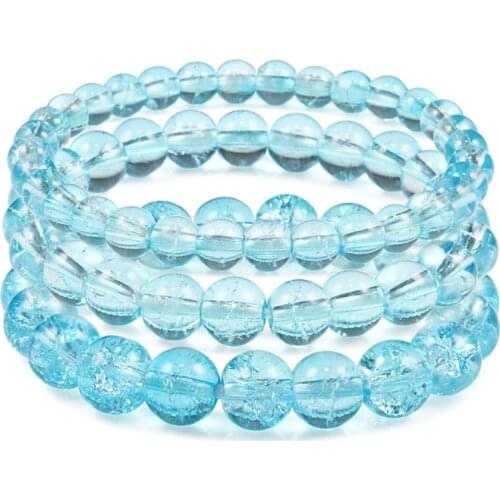 6/8/10mm Natural Stone Snow Cracked Bracelet Crystal Round Beaded Energy Bracelets Bangles Women Men Yoga DIY Strand Jewelry