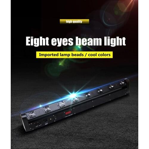 Fast delivery 8x12W RGBW multi-color LED strip beam moving head light, used in DJ venues, and has strong daylight