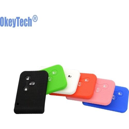 OkeyTech Silicone Rubber Car Key Case Cover for Renault Megane R.S. Scenic 3 Button Card Key Protector Shell Remote Accessories