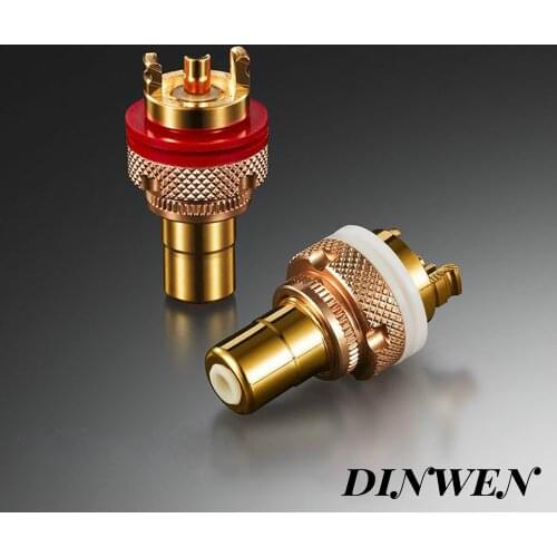 EIZZ High End 24K Gold Plated Brass Female RCA Jack Socket connector Adapter For Hifi Audio Video TV CD AMP Panel Chassis Mount