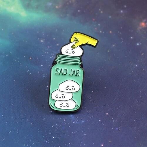 Sad Jar Enamel Pin Put your Sadness in Jar and Save them for Later Brooch Sweater T-shirt Badge Inspirational Smile Cartoon Gift