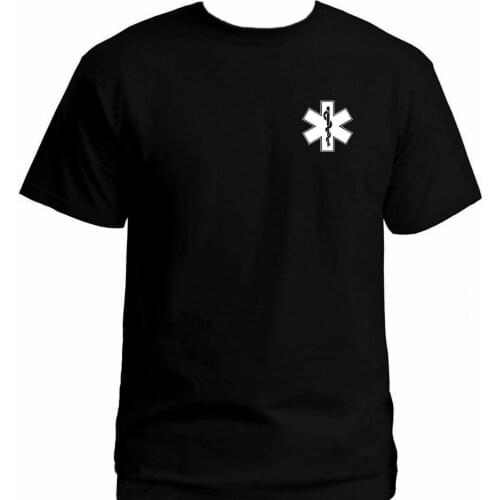 Paramedic symbol emblem medic apparel cotton black t-shirt