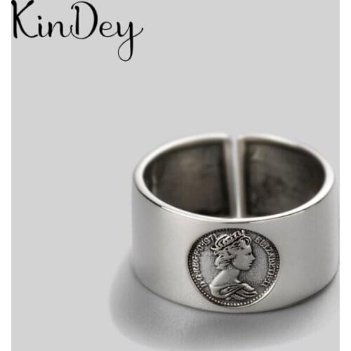 Personality Gothic Vintage Queen Rings For Women Bridal Wedding Engagement Punk Resizable Antique Rings Rock Jewelry