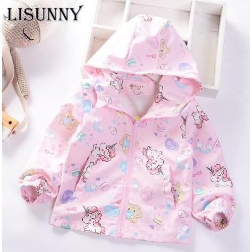 LISUNNY 2021 Spring Autumn Baby Clothes Girls Coat Children Windbreaker Fashion Kids Cardigan Outerwear Jacket Cartoon Hooded