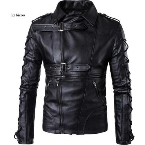 Punk Lace Up Buckle Pu Leather Jacket Men Harajuku 2021 New Rock Stage Show Clothes Jaqueta Motoqueiro Coat M-5XL