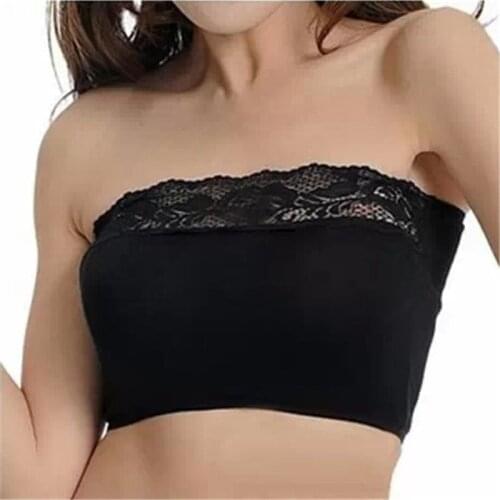 Hot Sale Fashion Sexy Womens Strapless Boob Tube Top Bandeau Bra Lace Modal Ladies