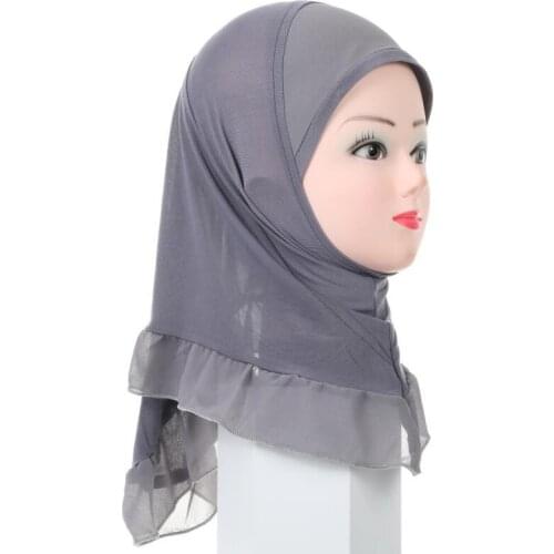 Muslim Kids Girls Hijab Islamic Arab School Headwear cotton headscarf head Wraps Middle East Rhinestone Ramadan Headwear Cap