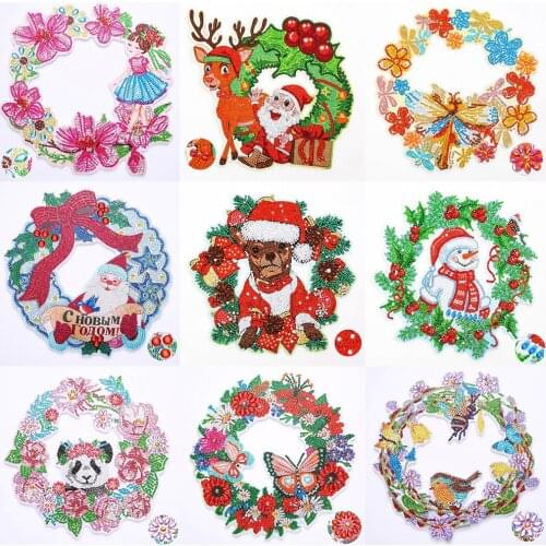 DIY Diamond Painting Wreath Circle Diamond Mosaic Door Home Wall Decor Special Shaped Drill Diamond Embroidery Kit Cross Stitch