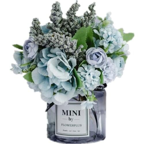 Artificial Flower Living Room Transparent Flower Creative Hydrangea Artificial Flower Decoration Table Artificial Flower Set