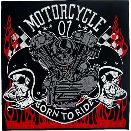 Born to ride large backing Embroidered Applique Sewing Label punk biker Patches Clothes Apparel Accessories Badge