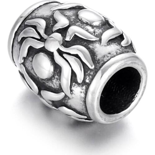 Stainless Steel Barrel Bead Polished 5mm Large Hole Metal Beads Charms for DIY Bracelet Jewelry Making Accessories