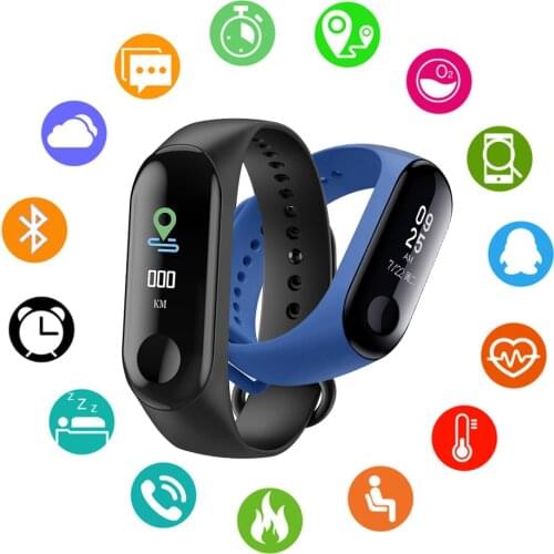 2019 New Sport Waterproof Smart Wristband Fitness Bracelet Pedometer Big Touch Screen OLED Message Heart Rate Time Smartband