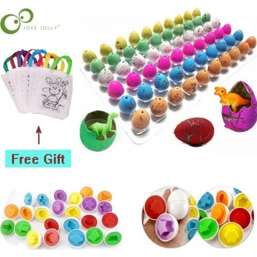 Educational toys toy recognize color shape matching egg fight inserted Colorful Dinosaur Add Cracks Grow Eggs WYW