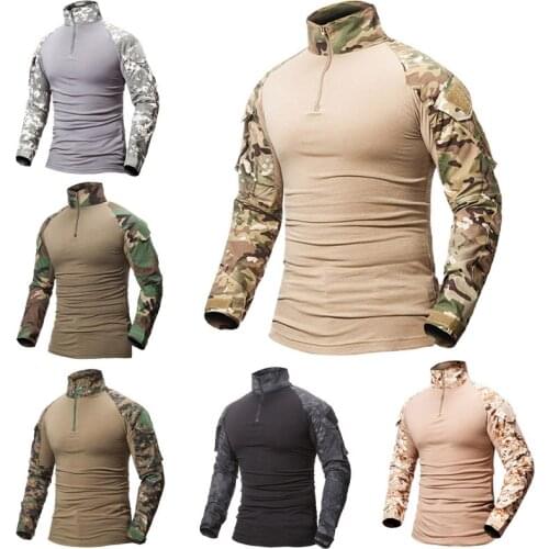 Hunting Clothing Frog Camouflage T-shirt Men Quick Dry Hiking Riding Training Fishing Military Tactical Long Sleeve Shirts 4XL