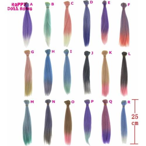 25*100 cm BJD Wigs DIY Gradient Straight Doll Hair for Barbie Doll 1/3 1/4 1/6 Doll Bjd Wig Baby Kids DIY Accessories Toys