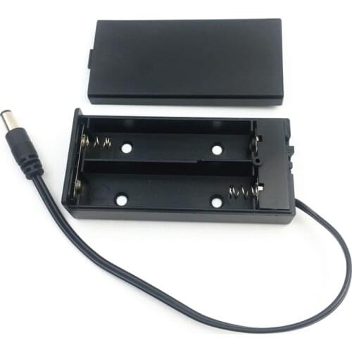 Plastic 2 x 18650 Batteries Holder Storage Box 2 Slots 7.4V 18650 Batteries Case With 5.5x2.1mm DC Plug ON/OFF Switch Wire Leads