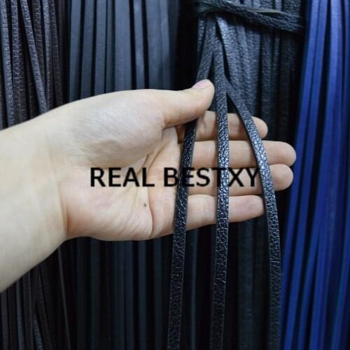 REAL BESTXY 5m/lot 6*3mm black flat leather cords for leather bracelets making leather strings strips factory price hot sellijng
