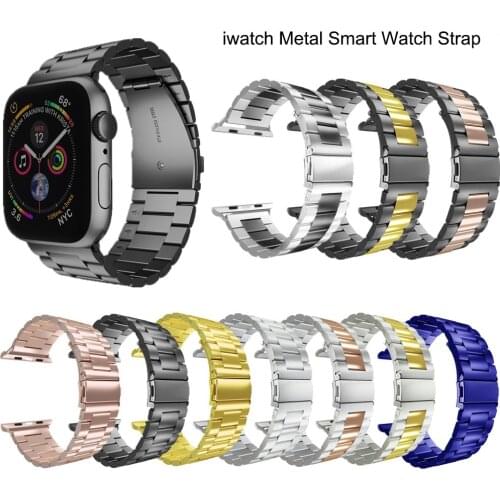 Strap Applicable For Apple Watch Three-Bead Stainless Steel iwatch Metal Smart Watch Strap 38MM 42MM High Quality Men Woman