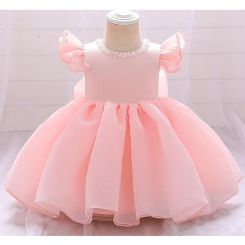 Sequined Bow Gown Newborn Christening Princess Toddler Birthday Party Children Baptism Baby Girl Clothes Summer Dresses Vestidos