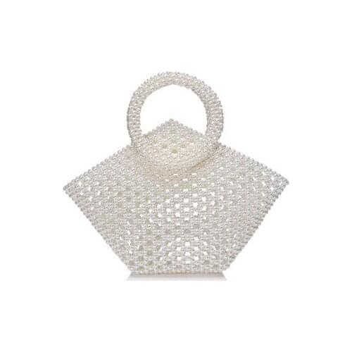 Sekusa Beaded Women Handbags Wedding Party Evening Bags Beading Pearl Bucket Vintage Purse Fashion Clutch