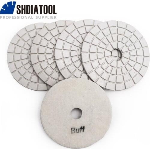 SHDIATOOL 5pcs 4" BUFF Professional diamond flexible polishing pads for granite marble ceramic Grinding disc sander disk