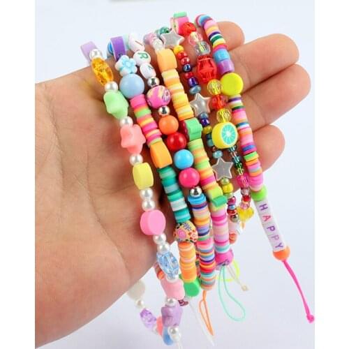 Mobile Phone Chain Mobile Phone Rope Fruit Beads Chain Strap Anti-lost Lanyard for Cell Phone Case Decoration Hanging Cord