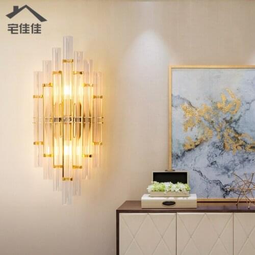 Modern light luxury crystal wall lamp creative personality simple Nordic new living room background wall bedroom bedside lamp