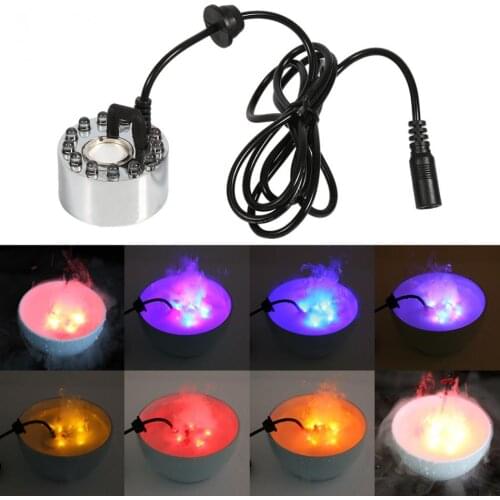 24V Color Changing Ultrasonic Mist Maker Fogger Water Fountain Pond Atomizer Air Humidifier 12 LED With Adapter HOT