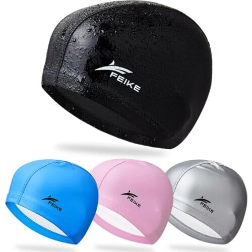 Adult Waterproof PU Fabric Swimming Cap Long Hair Ear Protection Cap sports Elastic Swimming Cap