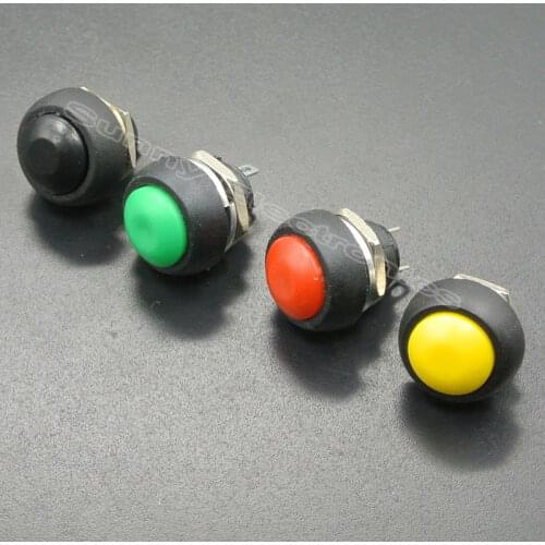 5PCS/LOT Black/Red/Green/Yellow/Blue 12mm Waterproof Momentary Push button Switch