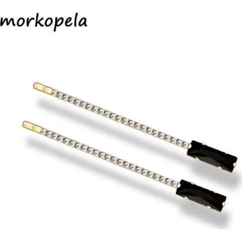 Morkopela Geometry Rhinestone Hairpin Rectangle Crystal Hair Clip For Women Colorful Pairs Hair Pins Accessories