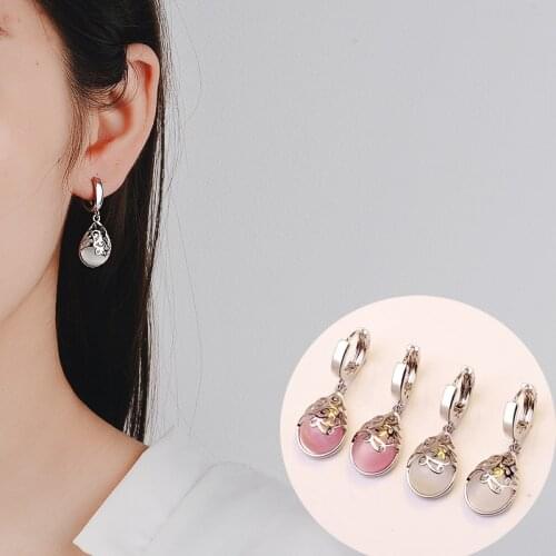 2021 New Trendy Hollow Vine Pattern Dangle Earrings For Women Silver Plated White/Pink Stone Female Drop Jewelry Party Gifts
