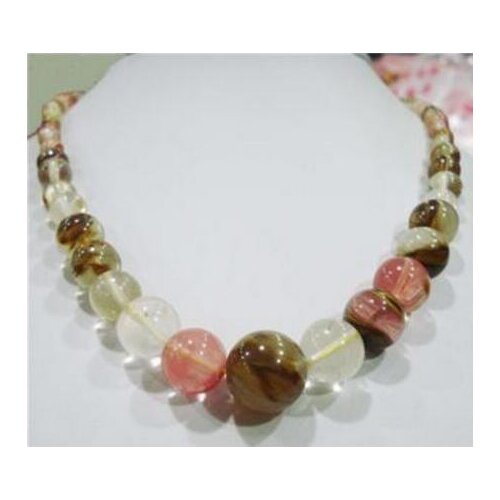 Women Gift jewelry choker anime gem chocker maxi collier natural 6-14mm Watermelon Tourmaline Gems Onyx Gem Round Beads Necklace