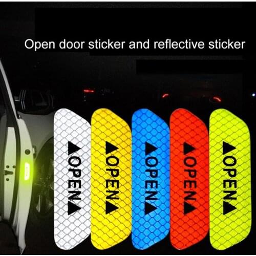 1 PC Open The Door Stickers Reflective Stickers Safety Warning Stickers Reflective Film Car Door Scratch-Resistant Stickers