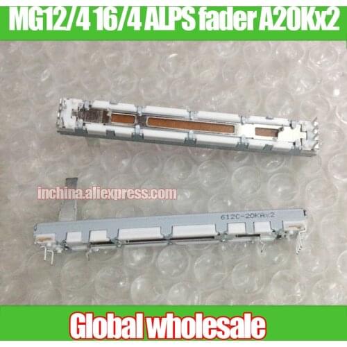 1pcs MG12/4 16/4 ALPS 75MM straight slide potentiometer A20Kx2 / fader double linkage stroke 60mm