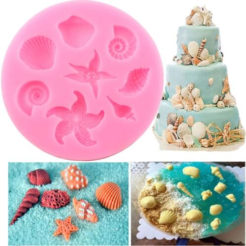1PCS Cake Decorating Mold Tools DIY Sea Creatures Conch Starfish Shell Fondant Cake Candy Silicone Molds Creative DIY Chocolate
