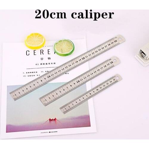 20cm 1 piece stainless steel ruler fine inch scale cm office student drawing line high precision measuring tool