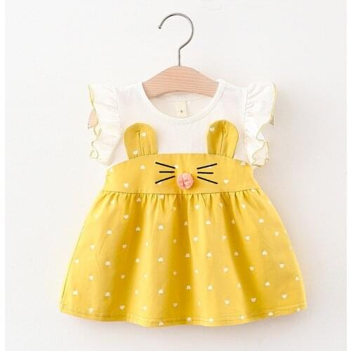 2021 Baby Girl Dress New Summer Kids Dresses Cute Love Printing Rabbit Ears Baby Outfit Infant Toddler Clothes for 6M 24M