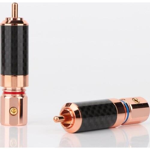 4pcs R1741High Quality Rose Gold Plated RCA Audio Plug Connector Screw Locking RCA Plug