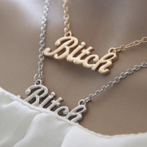 50pcs/lot high qualit fashion jewelry items alphabet letter bitch pendant necklace