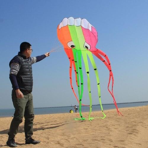 8m Octopus kite with long tails for audlts soft inflatable outdoor fun toys kites