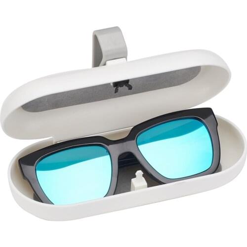 Car Sun Visor Sunglasses Case Holder Automobile Interior Storage Box With Clip 3 Colors For Options