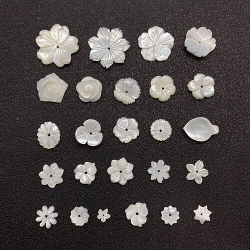 Natural White Pearl Beads Flower Shape Exquisite Fashion Shell Flower Loose Bead Jewelry Making Accessories Wholesale