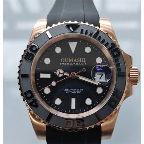 OUMASHI Luxury Brand black dial 40mm Mens Watch Mechanical Automatic Stainless Steel Sapphire Glass 2813 Movement Ceramic Bezel