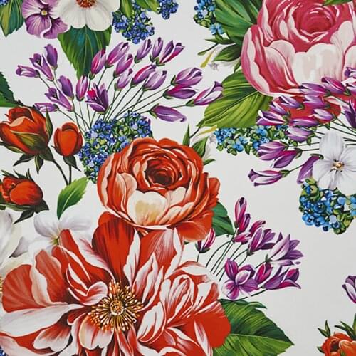 Flowers bloom Digital painting pure cotton fabric for summer dress шитье ткань telas tissu coton tissus tela sewing хлопок stoff