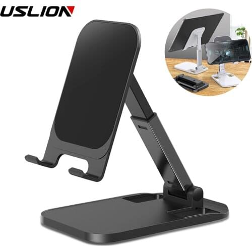 USLION Phone Holder For iPhone 11 Samsung Xiaomi Desktop Holder Foldable Mobile Phone Holder Stand For iPad Tablet Accessories